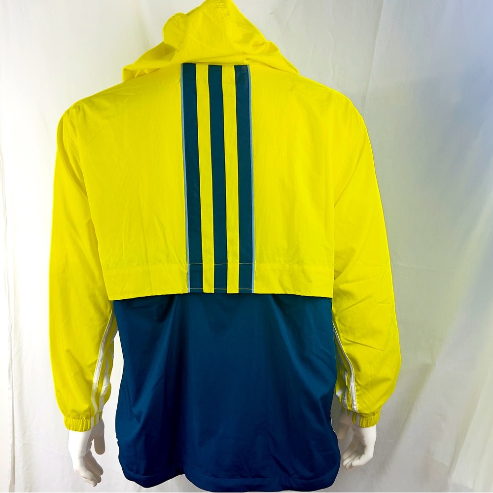 ADIDAS ORIGINAL WINDBREAKER, ANORAK HOODIE,YELLOW & BLUE,MEDIUM,100% POLYESTER - Picture 3 of 16